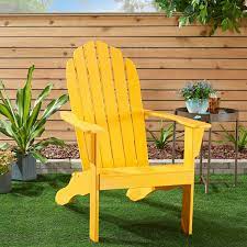 mainstays wooden outdoor adirondack chair yellow finish solid hardwood walmart com adirondack chair wood adirondack chairs solid hardwood