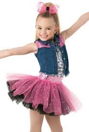 Weissman Denim Vest Print Bodice Tulle Skirt Girls Dance Costumes Jazz Dance Costumes Dance Outfits