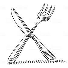 Cutlery Fork And Knife Drawing Royalty Free Cutlery Fork And Knife Drawing Stock Vector Art More Images Of Fork Knife Drawing Fork Drawing How To Draw Hands