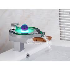 Designer Bathroom Faucets Led Brass Single Handle Waterfall Modern