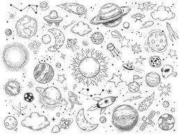 Black And White Rocket Drawing Space Doodle Astrology Doodles Sketch Space Universe Planets And Hand Drawn Cosmic Rocket Vector Illustration Set In 2020 Space Doodles Space Drawings Symbol Drawing