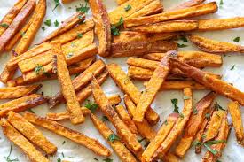 Put the sweet potatoes in the oven and bake for 15 mins while you get on with the rest of the sauce. The Best Air Fryer Sweet Potato Fries Simply Home Cooked