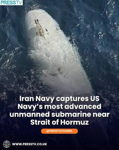 Iran Navy said it had captured an advanced US unmanned underwater vessel  near the entrance to the Strait of Hormuz in a complex intelligence and  operational operation.