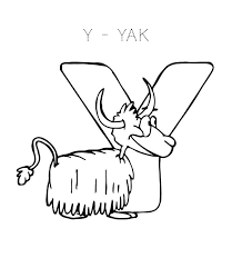 The yak coloring pages will introduce children to a large animal that resembles a buffalo or a woolly domestic bull. Yak Letter Y 2 Coloring Page Free Printable Coloring Pages For Kids