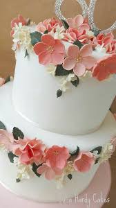 Elegant Simple Birthday Cake For Grandma Peach And Coral Flowers 80th Birthday Cake Grandmother Birthday Cake Wedding Anniversary Cakes 80 Birthday Cake