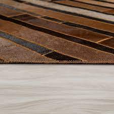 Ihr teppich leder teppichmuster sollte natürlich zu 100% zu ihrer vorstellung passen, dass beige sie zuhause danach keinesfalls von dem kauf enttäuscht werden! Wohnzimmer Teppich Leder Wolle Modern Muster Streifen In Braun Grau Schwarz Ebay