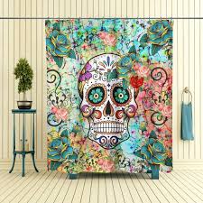Abstract Skull Shower Curtain Sugar Skull By Folkandfunky On Etsy Sugar Skull Shower Curtain Skull Shower Curtain Shower Curtain