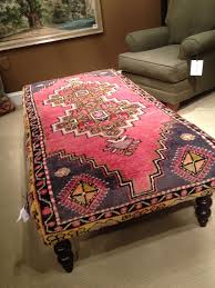 A fabulous tribal ottoman for an accent or serve as a cocktail table. Rug Upholstered Ottoman Upholstered Ottoman Ottoman Furniture Ottoman Decor