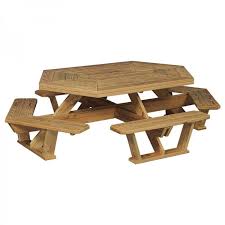 Amish Pine Hexagon Picnic Table With Benches Picnic Table Outdoor Picnic Tables Picnic Table Plans