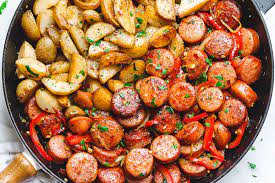 This is one of our family's favorite meals to make in under 30 minutes! Smoked Sausage And Potato Skillet Recipe Smoked Sausage Recipe Eatwell101