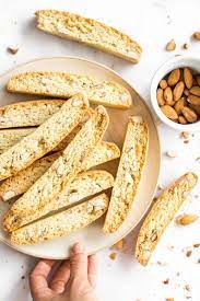 Just 5 minutes prep and 5 ingredients! Crunchy Almond Biscotti Gluten Free Dairy Free Dish By Dish