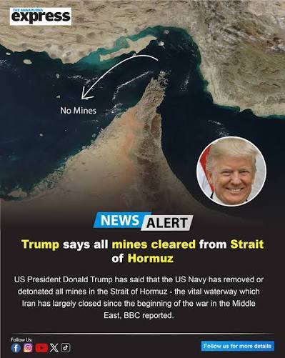 🔴 More than 200 mine-like objects have been swept from the main lane of  the Strait of Hormuz, Axios reports, citing US officials 🔴 The officials  say only 11 of them were