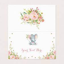 Boho Pink Gold Floral Elephant Baby Shower Decor Place Card Zazzle Com In 2021 Elephant Baby Shower Decorations Baby Shower Decorations Baby Shower Thank You Gifts