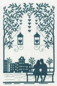 Free park bench cross stitch patterns. Couple On A Bench Cross Stitch Kit By Permin Of Copenhagen
