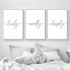 Truly Madly Deeply Sign Bedroom Wall Decor Above Bed Decor Master Bedroom Wall Art Set Of 3 Prints Bedroom Quotes Printable Wall Art Prints In 2020 With Images Above Bed Decor Master Bedroom Wall Art Bedroom Wall Decor Above Bed