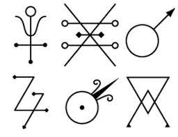 Alchemical symbols, originally devised as part of the protoscience of alchemy, were used to denote some elements and some the symbol for gold could also be used to represent the sun in astrology. Alchemy Symbols