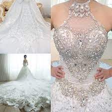 High Neck 2015 Lace Wedding Dresses Vintage Plus Size Halter With Crystals Beaded Ball Wedding Dress Organza Lace Wedding Dress Vintage High Neck Wedding Dress
