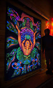 Uv Tapestry Faceplace Blacklight Backdrop Wall Hanging Canvas Festival Banner Party Decor Visionary Psychedelic Trootootoo Fluorescent Art Room Tapestry Tapestry Trippy Tapestry