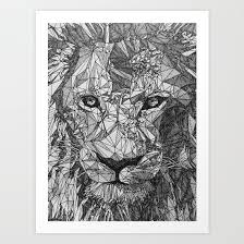 Black And White Geometric Animal Drawings Geometric Lion Pen Ink Drawing Animal Line Black And White Geometric Lion Lion Painting Lion Art