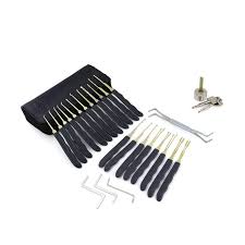 24 Piece Pick Set With Leather Case Practice Padlock Advanced Picking Training Lock Lock Pick Set Lock Set Lock Picking Tools