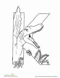 It offers opportunities to trace the letters, to consider the sounds they make, to practice matching, and more. Dino K Worksheet Education Com Dinosaur Coloring Pages Dinosaur Coloring Coloring Pages