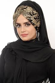 Aise Tesettur Siyah Gold Hazir Simli Sal 1 Sal Pudra Mavi Abiye