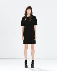 Image 1 Of Poplin Collar Dress From Zara Black Dresses Casual Shift Dress Black Womens Dresses