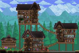 A starter base is a necessity in the game of terraria, and with the new update, comes a awesome terraria build ideas! My Expert Hardmode Base Town Terraria House Design Terraria House Ideas Terrarium Base