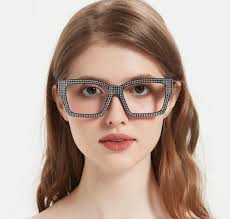 Black Rectangle Geometric Unique Gorgeous Custom Engraving Eyeglasses