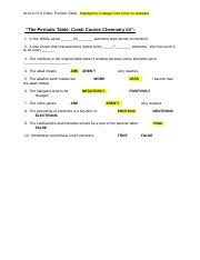 Answer key is included as well.by purchasing this file, you agree not to make it publicly available (on websites, etc.) or to share with any other teachers. Crash Course Chemistry 4 The Periodic Table Information Sheet Pdf Google Drive Crash Course Chemistry 4 The Periodic Table Information Sheet Course Hero