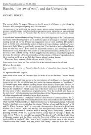 Hamlet, “the law of writ”, and the Universities
