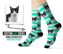 Modsock has purrfect cat socks for every crazy cat lady, man or kid! Custom Love Socks Cute Cat Face On Personalized Socks Cat Etsy Cat Socks Custom Cat Cute Cat Face