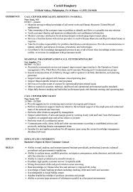 call center specialist resume samples