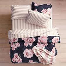 Black And Pink Roses Bedding The Emily Meritt Bed Of Roses Comforter Sham Black Blush Bed Linens Luxury Black Comforter Girls Duvet Covers