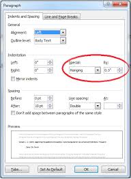 Changing The Indentation Microsoft Word Formatting Your Paper Libguides At Columbia College Bc