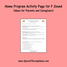 Home Program Activity Page For F Sound Ideas For Parents And Caregivers Language Therapy Activities Speech And Language Homeschool Programs
