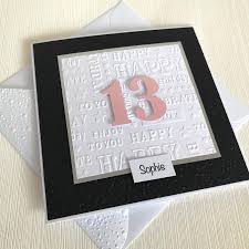 Birthday Card For 13 Year Old Boy Free Personalised 13th Birthday Card Handmade Birthday Card By Looks Inviting With Free Uk Delivery Birthday Cards Birthday Card Printable Personalized Birthday Cards