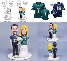Dallas Cowboys And Philadelphia Eagles Football Wedding Cake Toppers Football Wedding Football Wedding Cake Toppers Football Wedding Cake