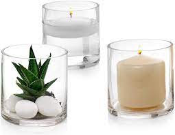 2 clear glass square holders (1 dozen) $13.99 $11.99 sale. Buy Set Of 3 Glass Cylinder Vases 4 Inch Tall Multi Use Pillar Candle Floating Candles Holders Or Flower Vase Perfect As A Wedding Centerpieces Online In Turkey B07pwmyzm3