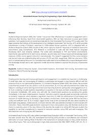 Maybe you would like to learn more about one of these? Pdf Automated Answer Scoring For Engineering S Open Ended Questions