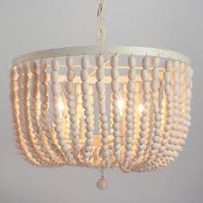 Wood bead semi flush mount chandelier. Antique Whitewash Wood Bead Chandelier World Market