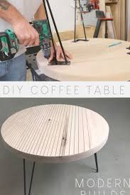 I love the style of this coffee table using a slab of a tree trunk. Modern Builds Round Coffee Table With Hairpin Legs How To Kahve Masasi Kendin Yap Mobilya Mobilya
