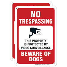 The 6 x 6 size is also offered as a sticker or premounted to a 2' aluminum stake. Amazon Com Beware Of Dog Sign 2 Pack No Trespassing Sign Video Surveillance Sign 10x7 Inches Rust Free 0 40 Aluminum Fade Resistant Easy Mounting Indoor Outdoor Use Made In Usa By Sigo Signs Industrial