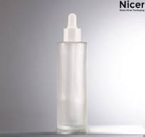 Standard 100 ml frosted glass bottle with white rubber dropper serum bottle  packaging