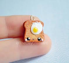 Kawaii Egg On Toast Polymer Clay Charm Polymer Clay Cute Polymer Clay Polymer Clay Charms Clay Charms