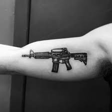 Arm small simple gun tattoo. 75 Ar 15 Tattoo Ideas For Men Rifle Designs