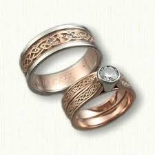 14kt Rose Gold Celtic Glasgow Knot Wedding Engagement Ring Set Celtic Wedding Rings Wedding Rings Celtic Wedding Bands