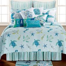 beach theme bedding using blue shade cotton bed linen with blue turtle pattern beach bedroom decor coastal bedrooms coastal bedroom