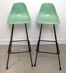Vintage Eames Era Mid Century Molded Fiberglass Plastic Bar Stools Chairs Mid Century Bar Stools Bar Stools Modern Bar Stools