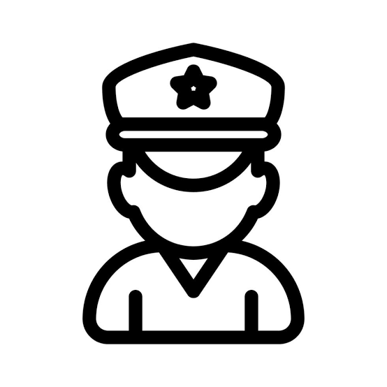 icono de contorno de la policía. símbolo del oficial de la ley.diseño de icono de